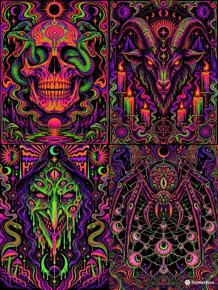Blacklight Neon Horror Posters
