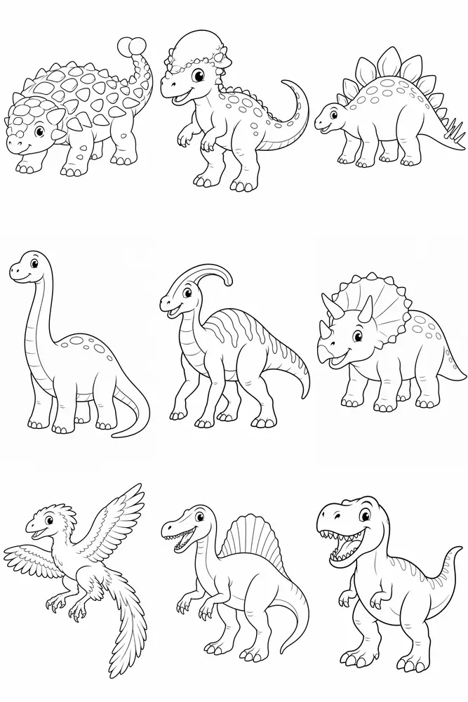 Storybook Dinosaur Coloring Pages