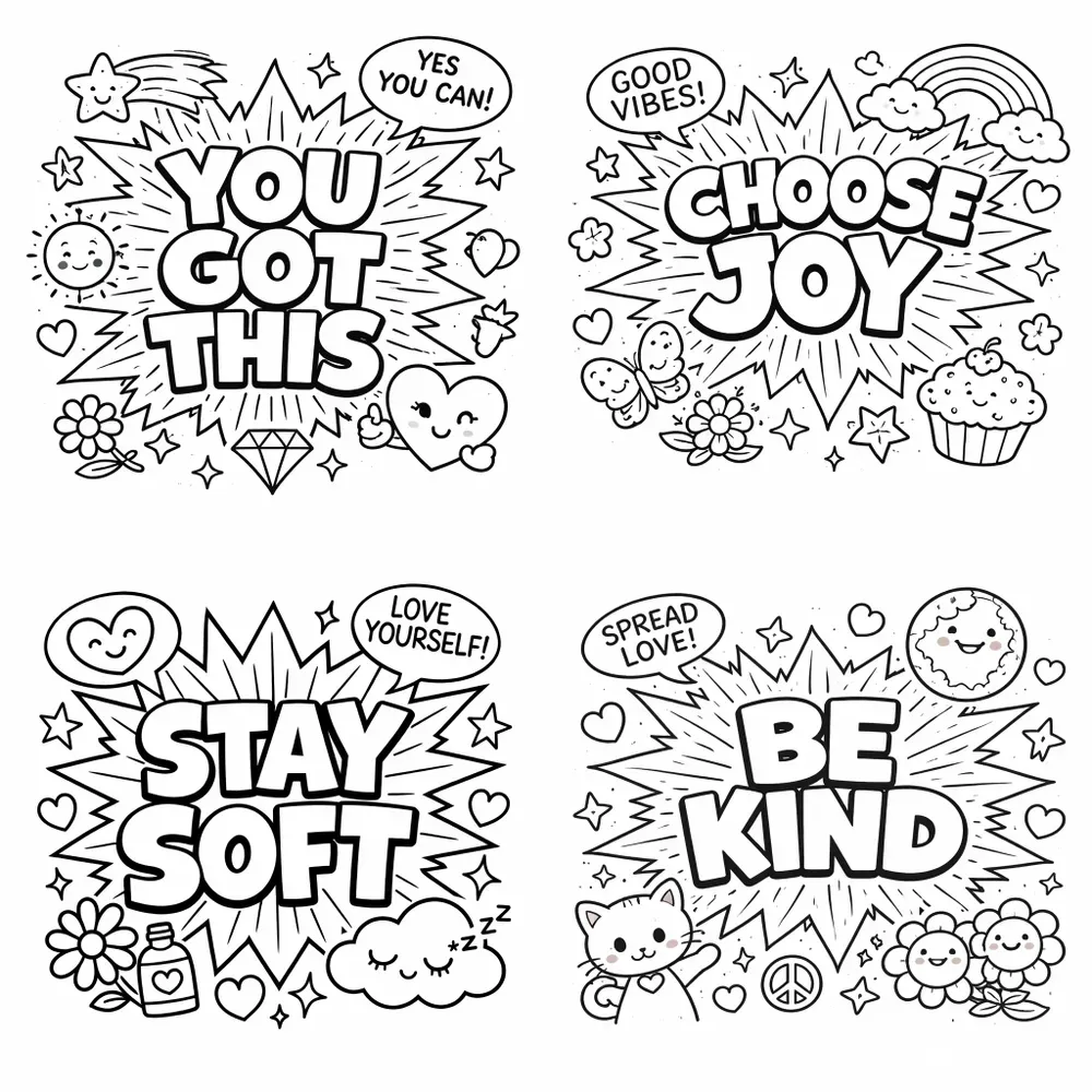 Pop Art Self Care Coloring Pages