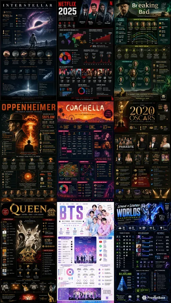 Iconic Entertainment Infographic Posters