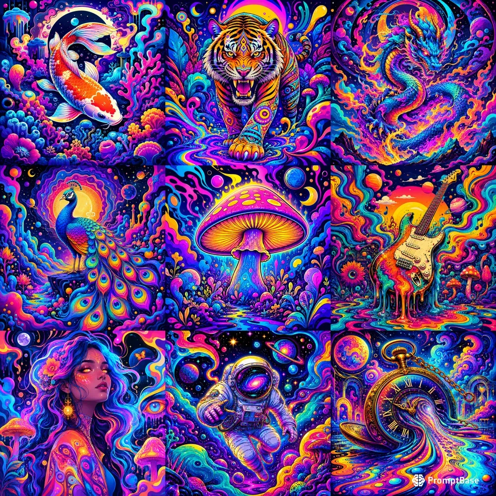 Neon Psychedelic Pop Art Creatures