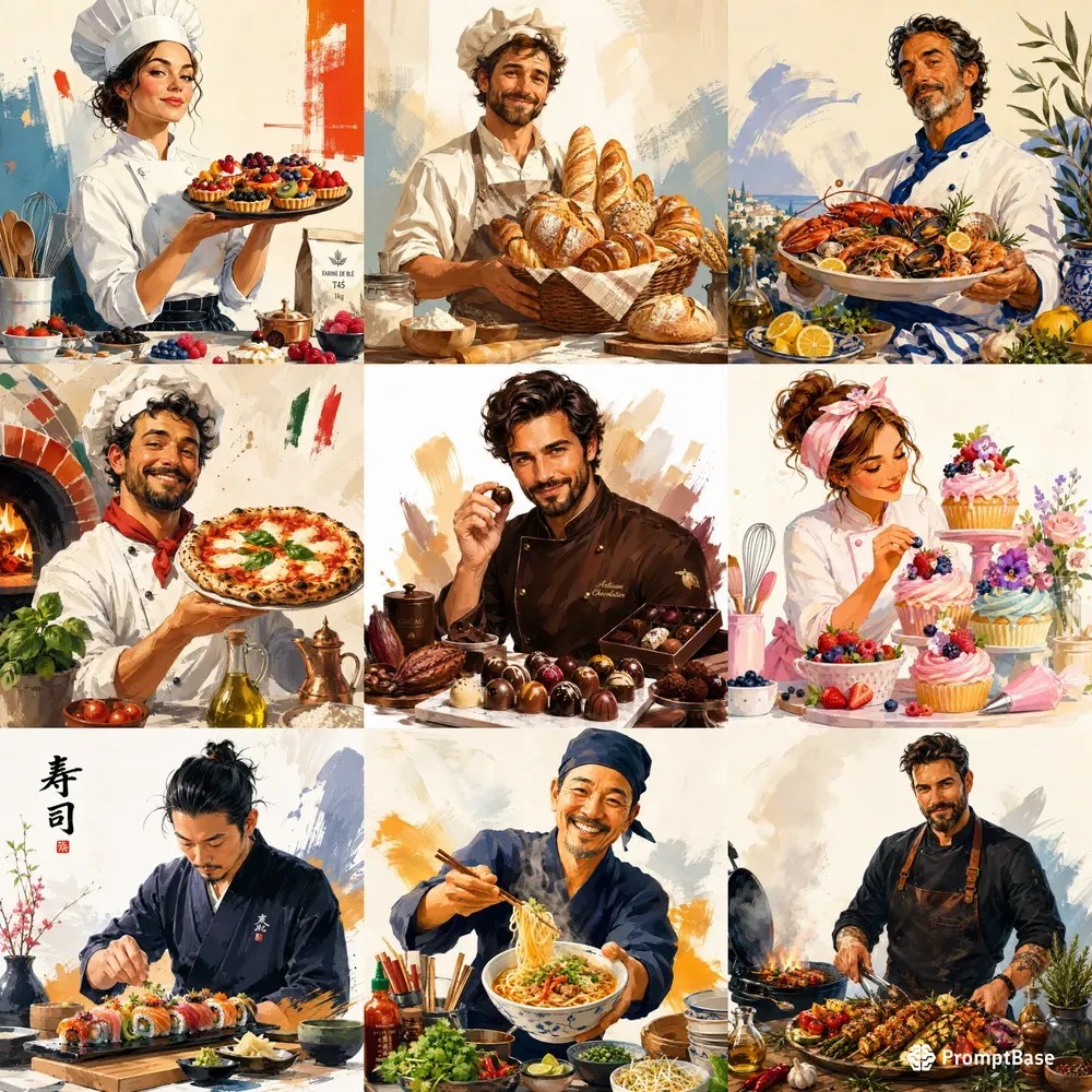 Vibrant Culinary Character Art