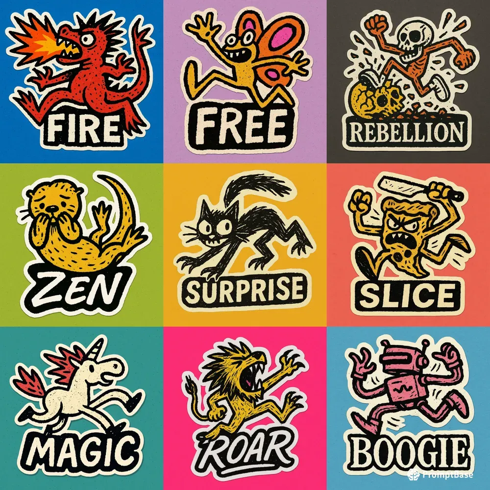 Diecut Raw Energy Doodle Stickers