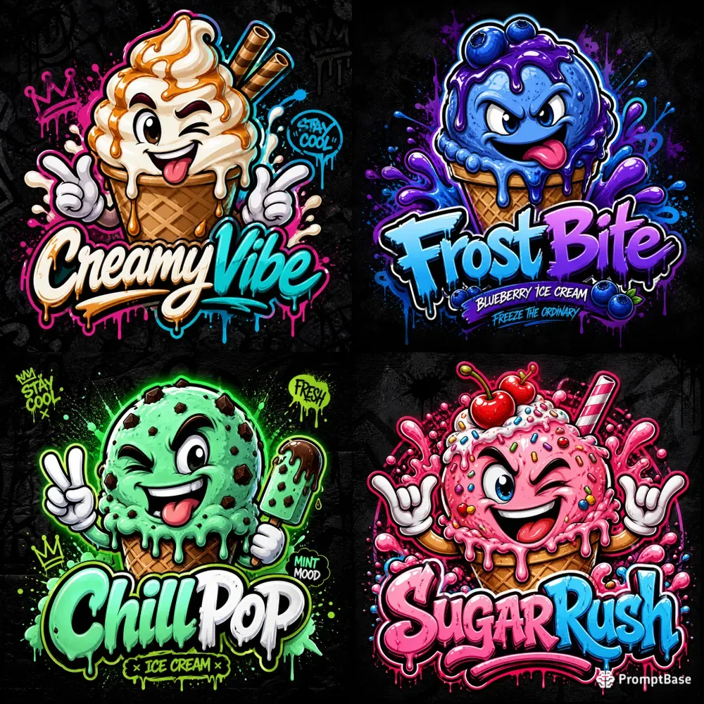 Graffiti Ice Cream Mascot Logo Generator
