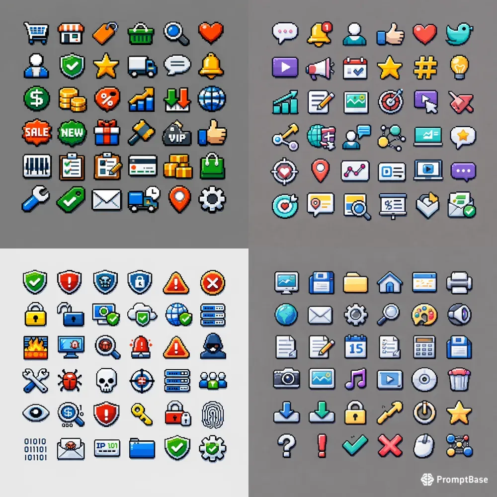 16bit Pixel Art UI Icon Pack Builders