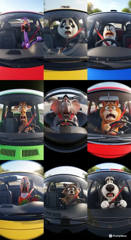 Funny Fisheye Cartoon Shocked Animals