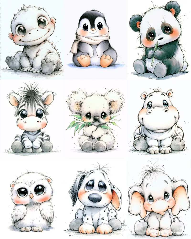 Cute Storybook Animal Sketches