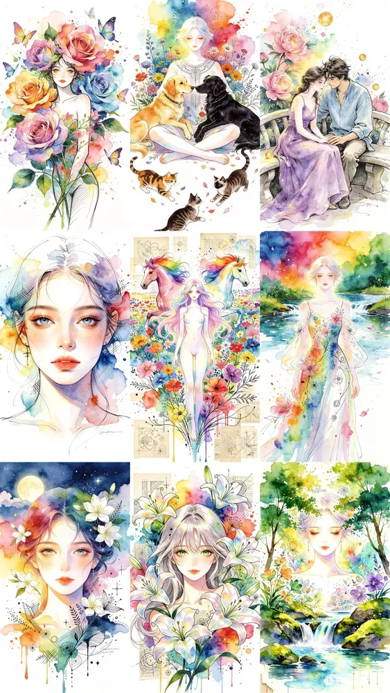 Ethereal Fantasy Watercolor Portraits