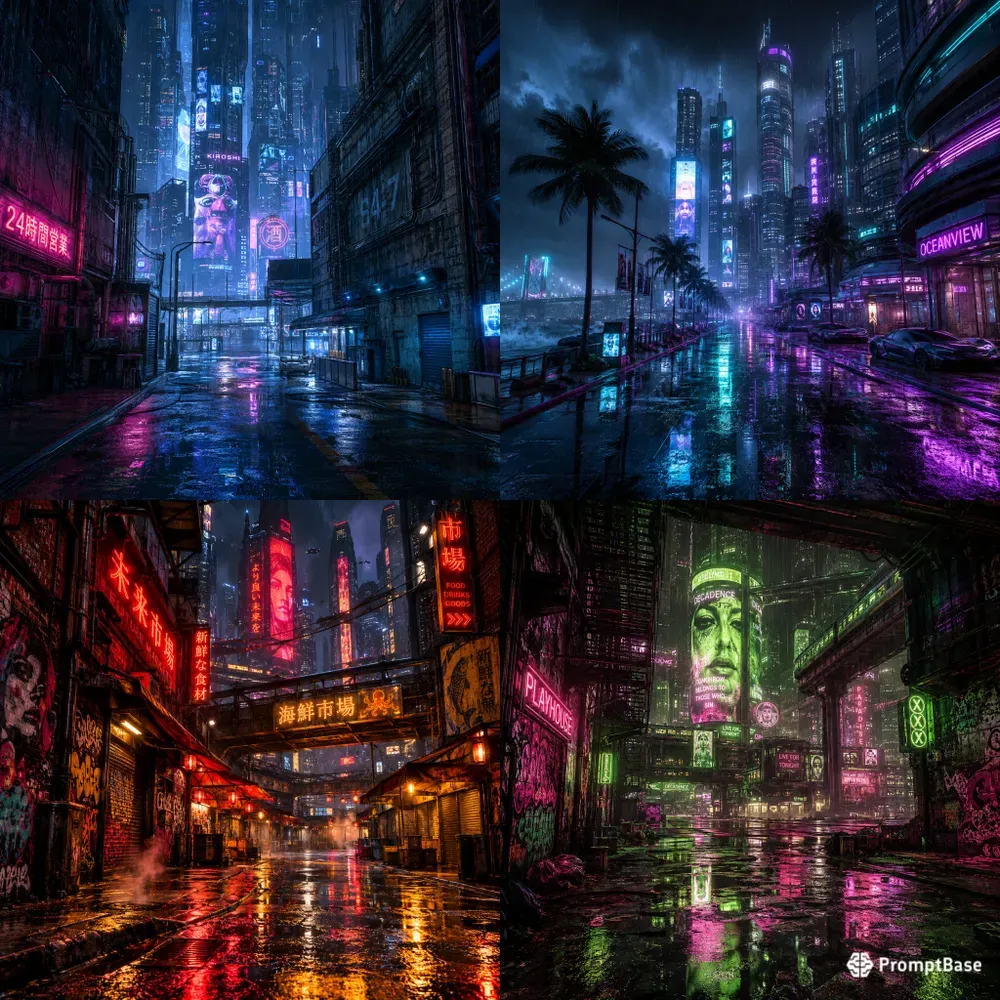 Neon Rain Cyberpunk Cities
