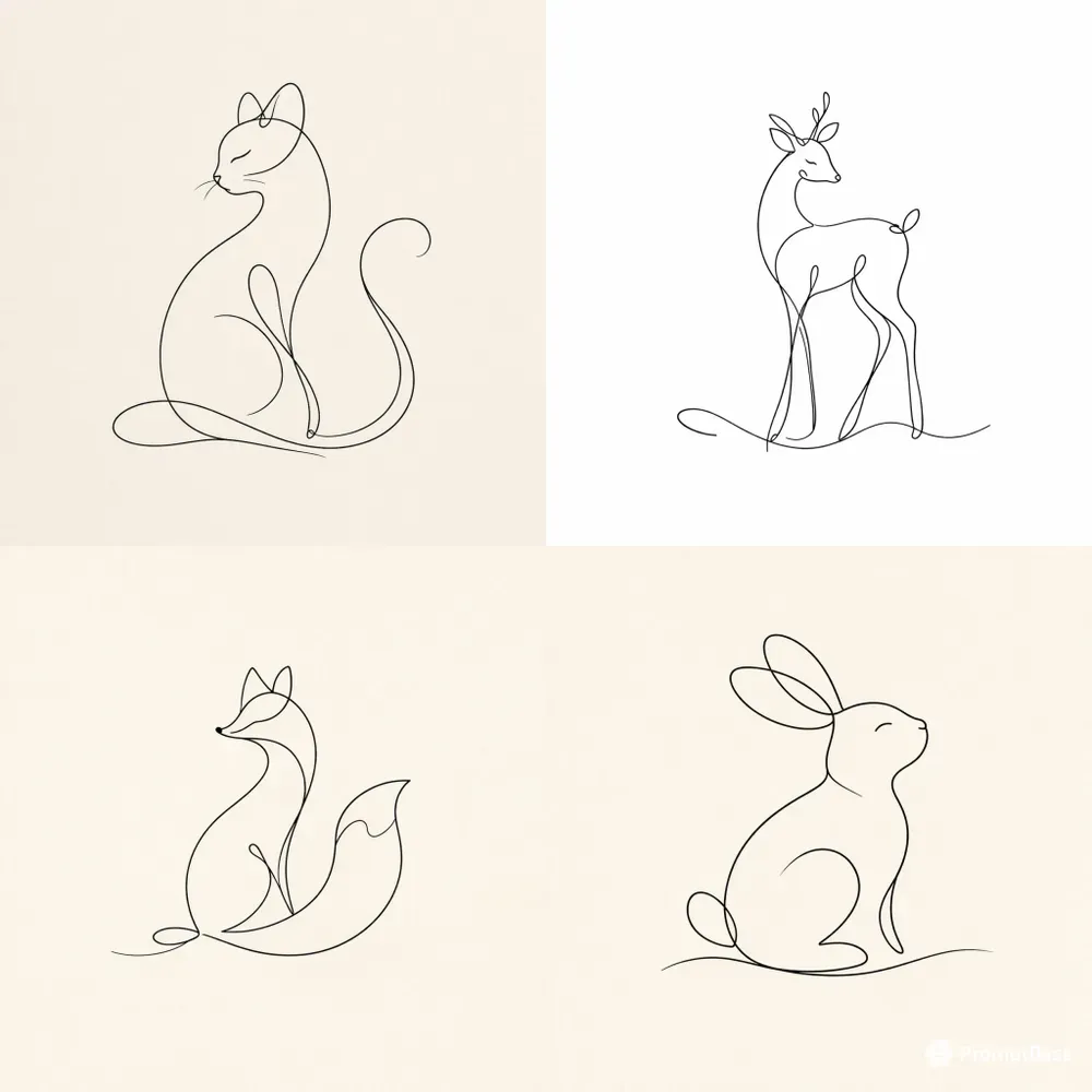 Minimal One Line Animal Art Collections