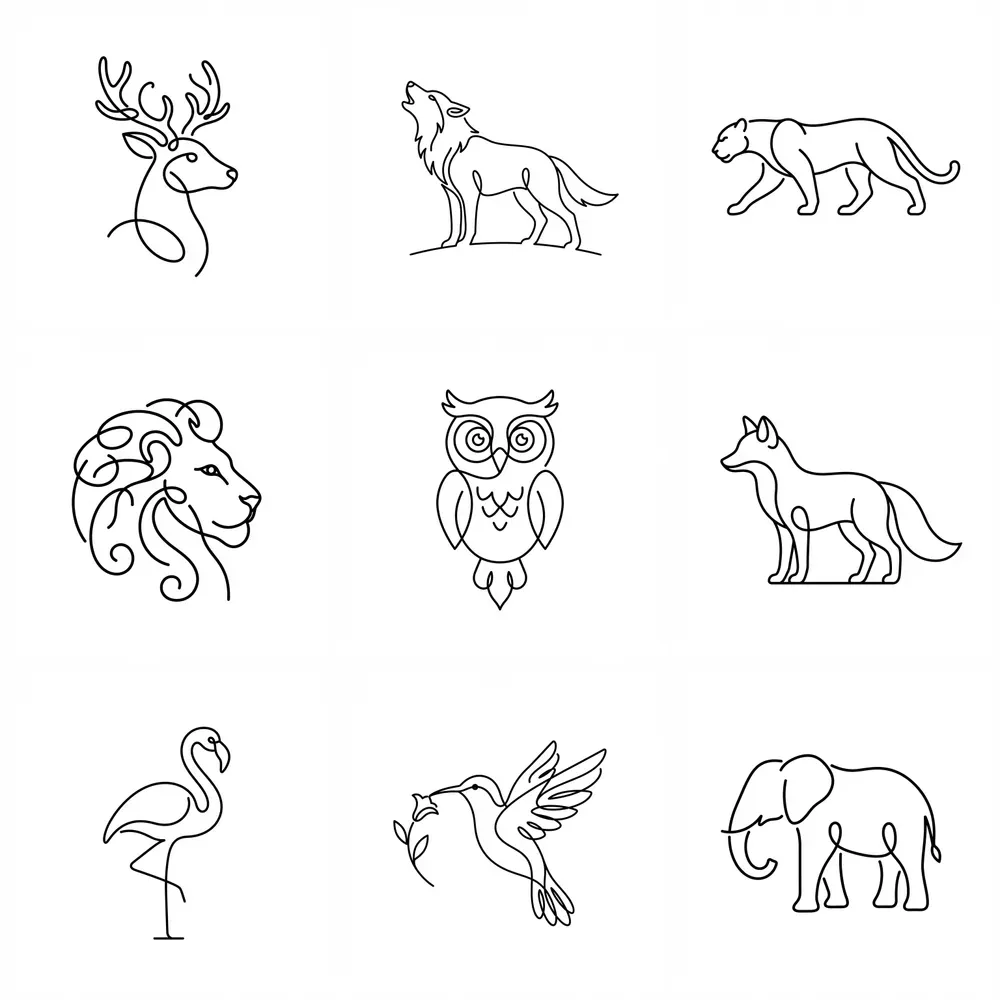 Animal Line Art Drawing Icons
