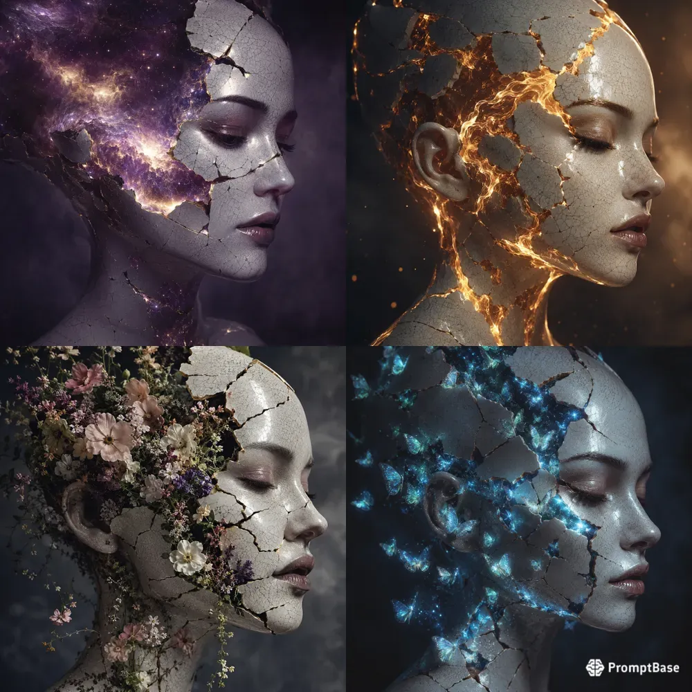 Fractured Porcelain Soul Portraits