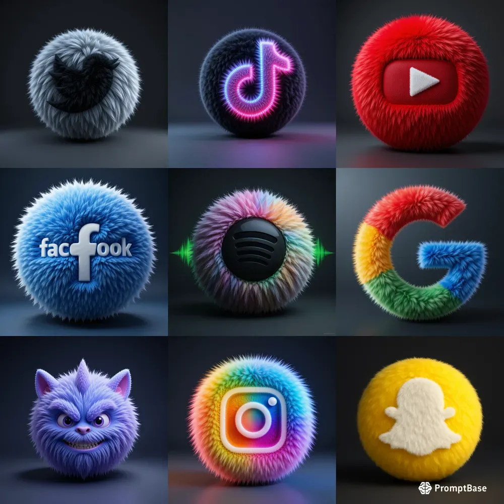 Fluffy 3D Brand Icons