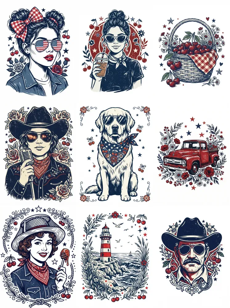 Vintage Character Tee Illustrations