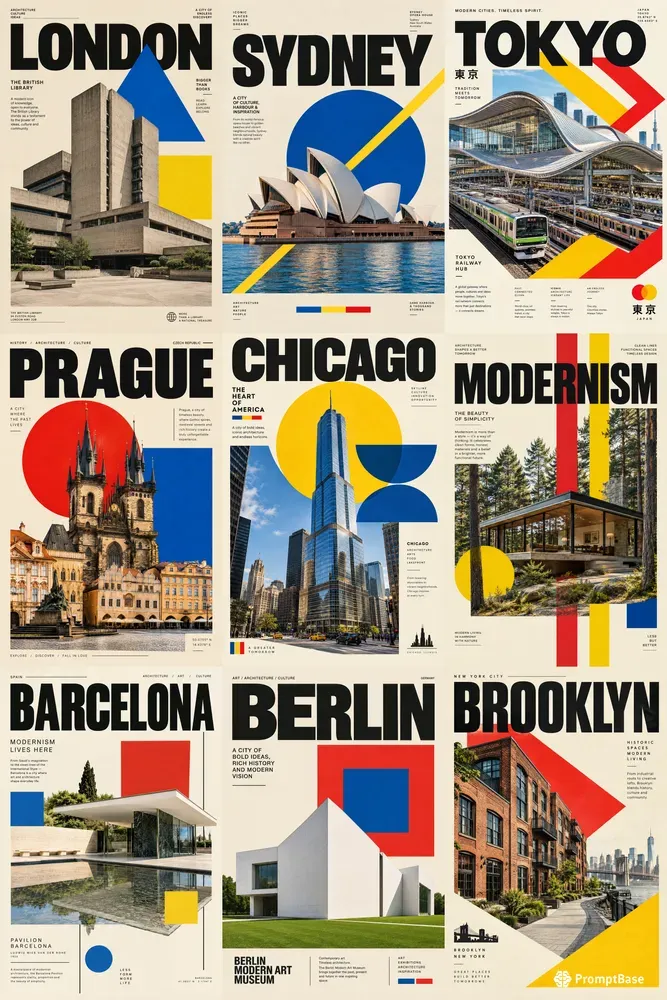 Bauhaus Architectural Collage Posters