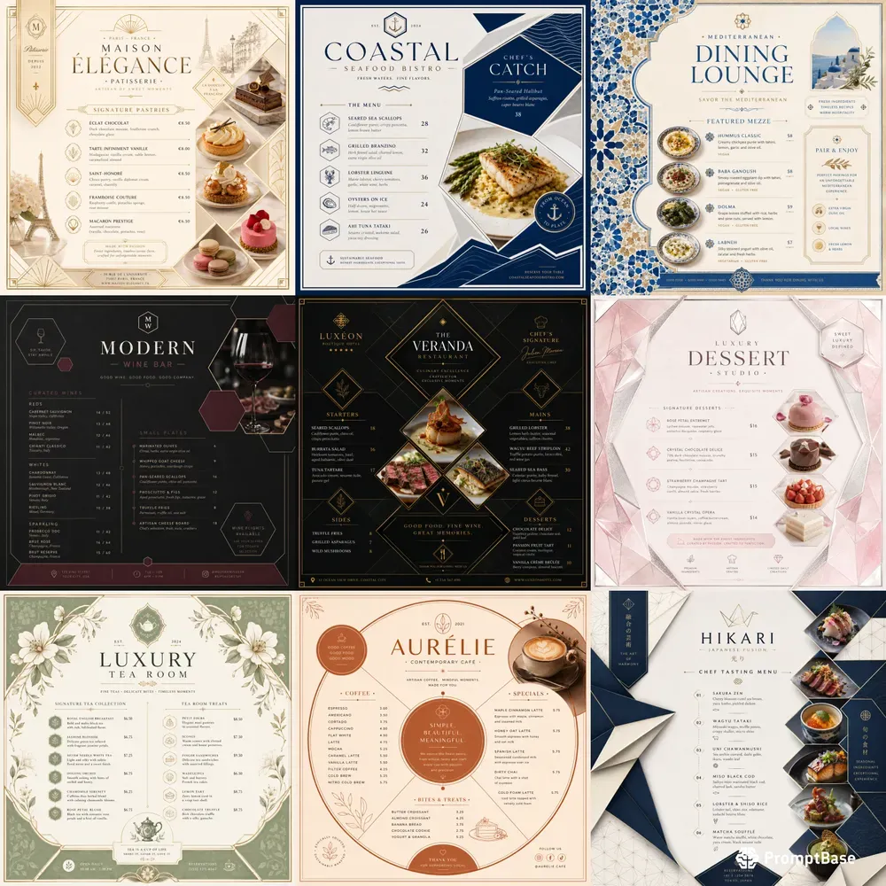 Geometric Boutique Food Menus