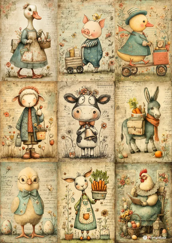 Whimsical Easter Journal Illustrations