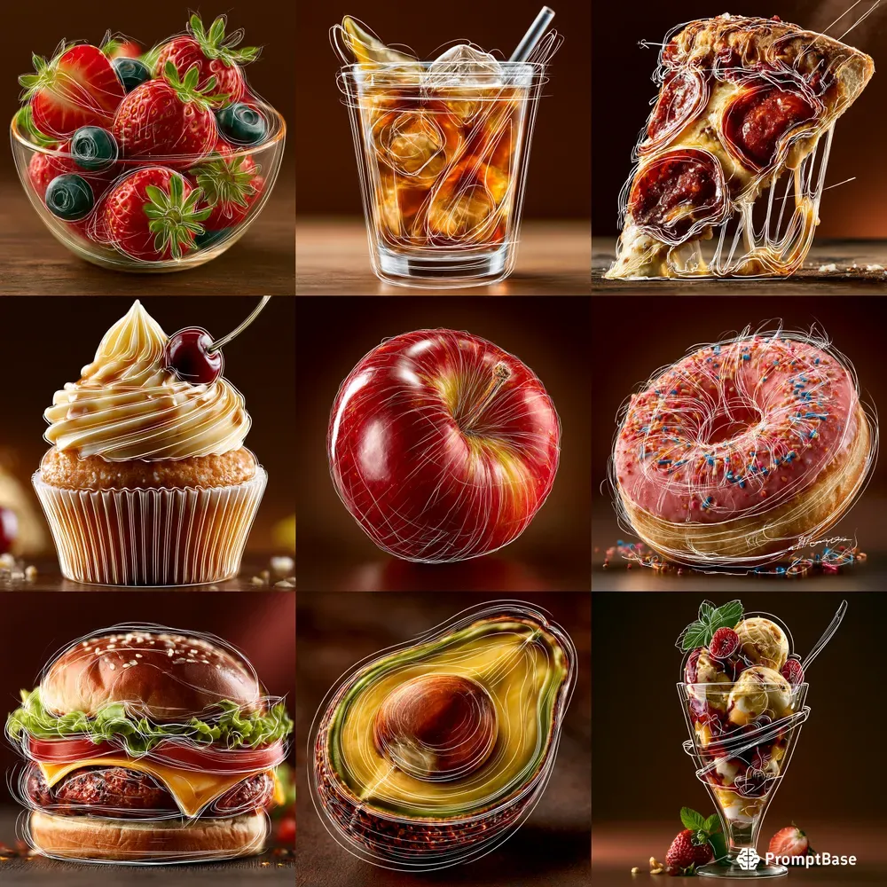 Creative Food Photography Line Art Style