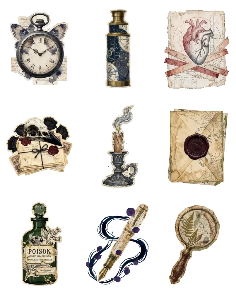 Dark Academia Scrapbook Ephemera Cliparts
