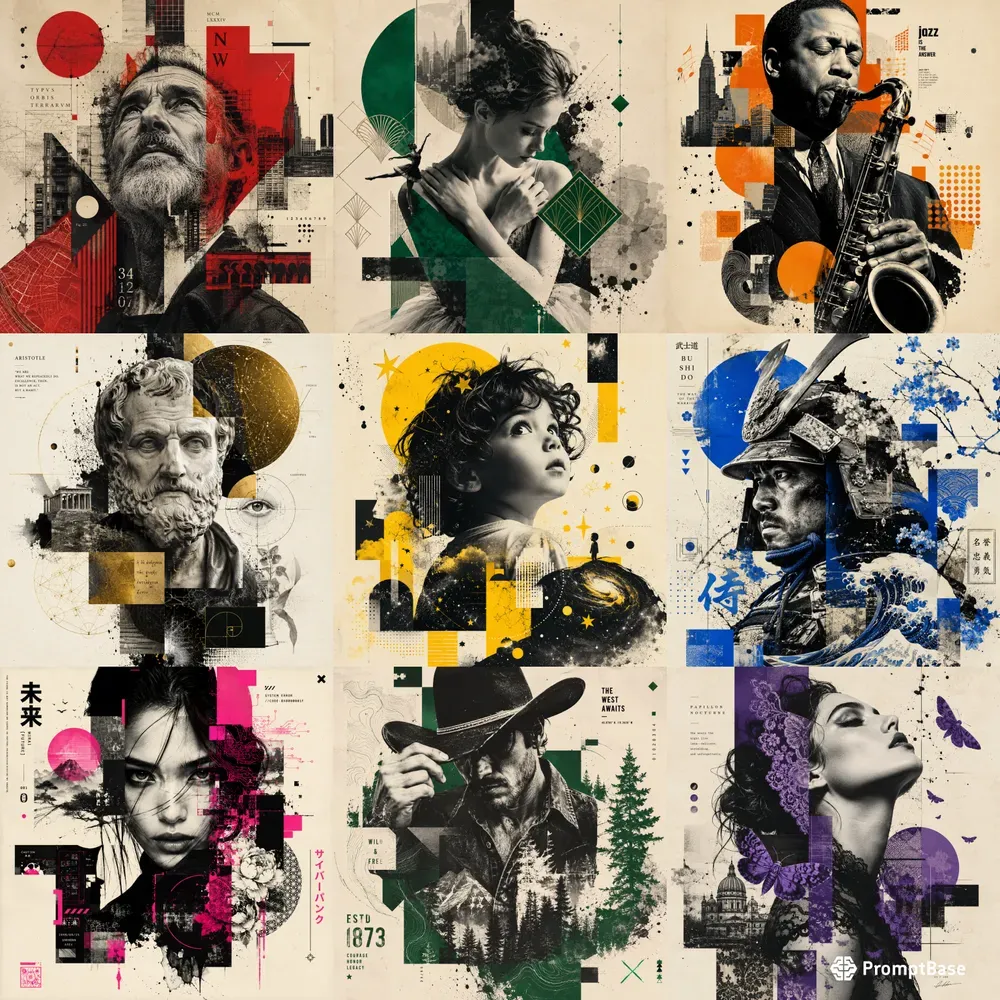 Mixed Media Graphic Collage Art