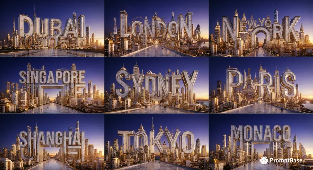 Cinematic Luxury City 3D Typographies