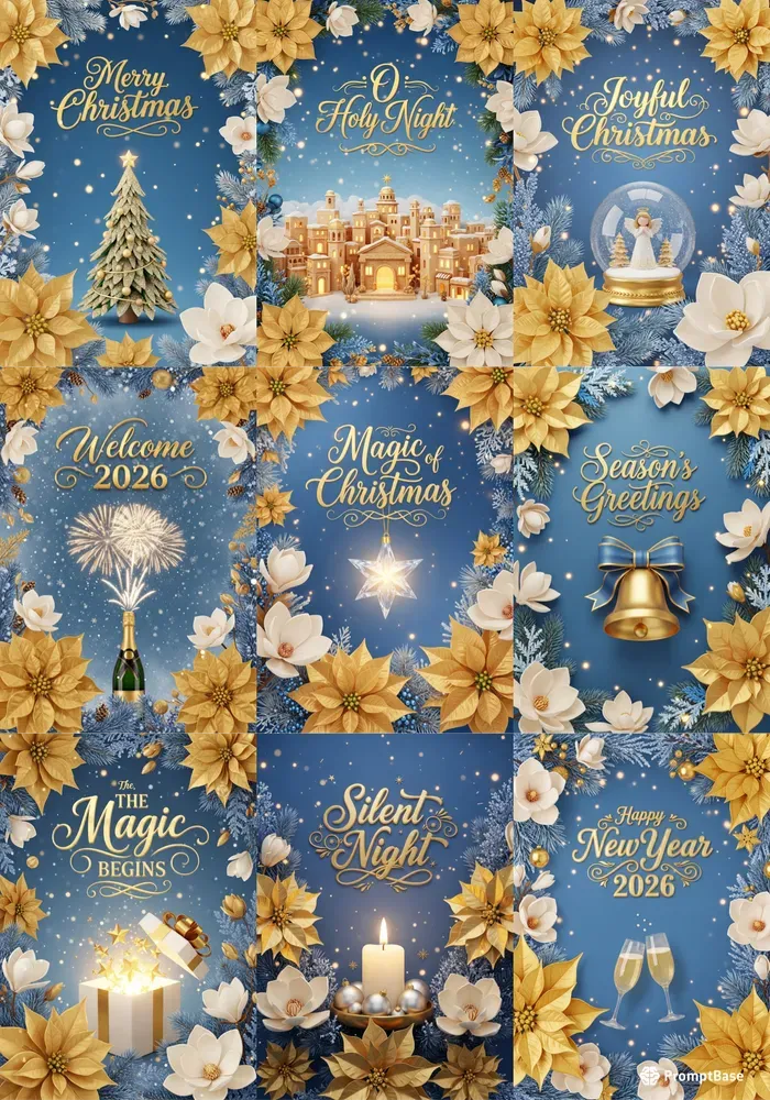Royal Blue Christmas New Year Posters