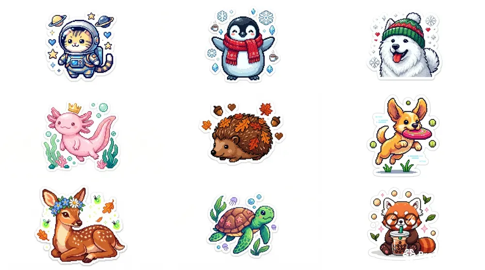 HD Kawaii Pixel Art Stickers