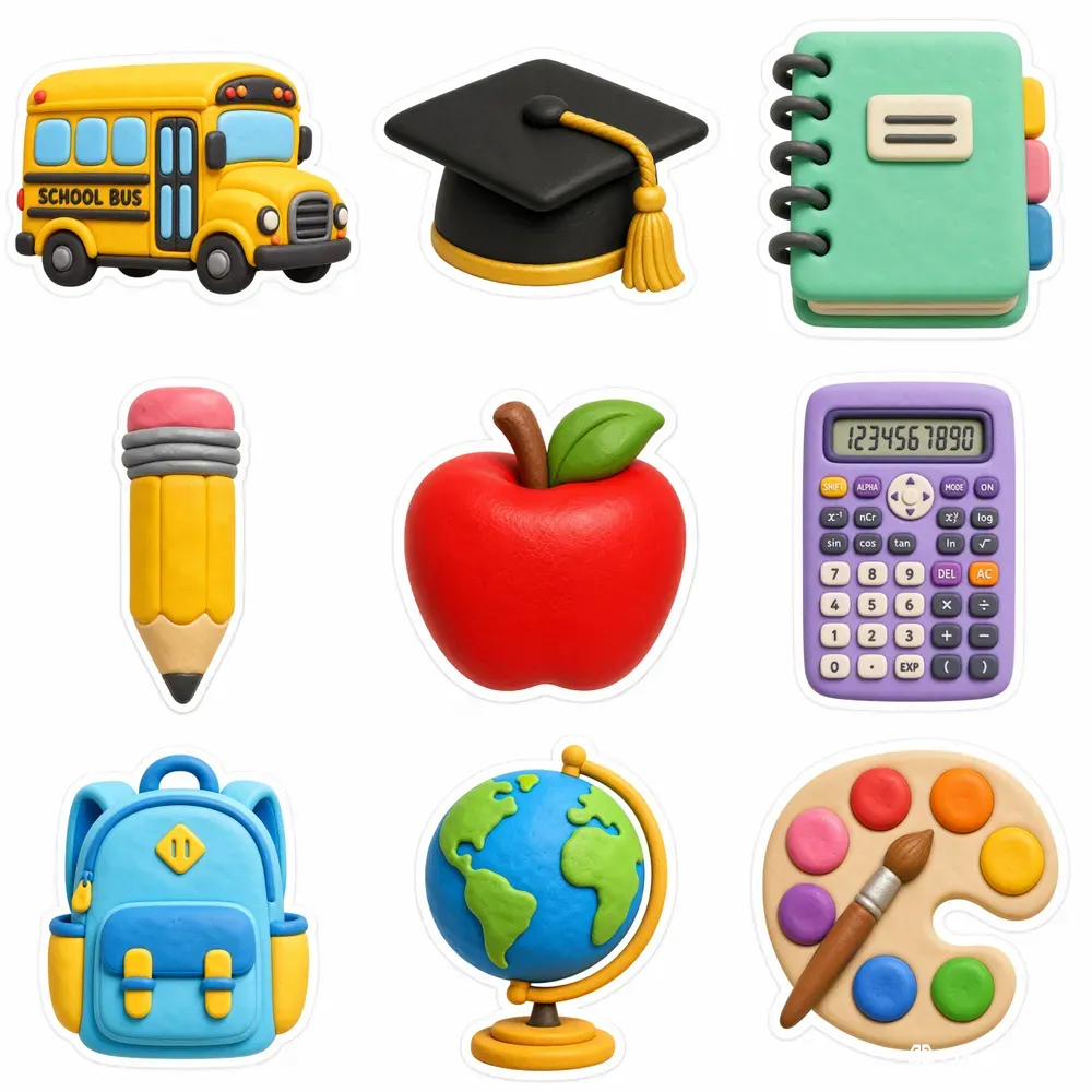 Cute Polymer Clay Back To School Stickers