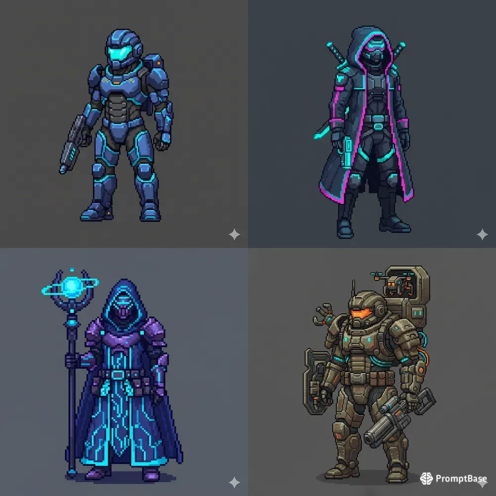 Futuristic Pixel RPG Hero Authorities