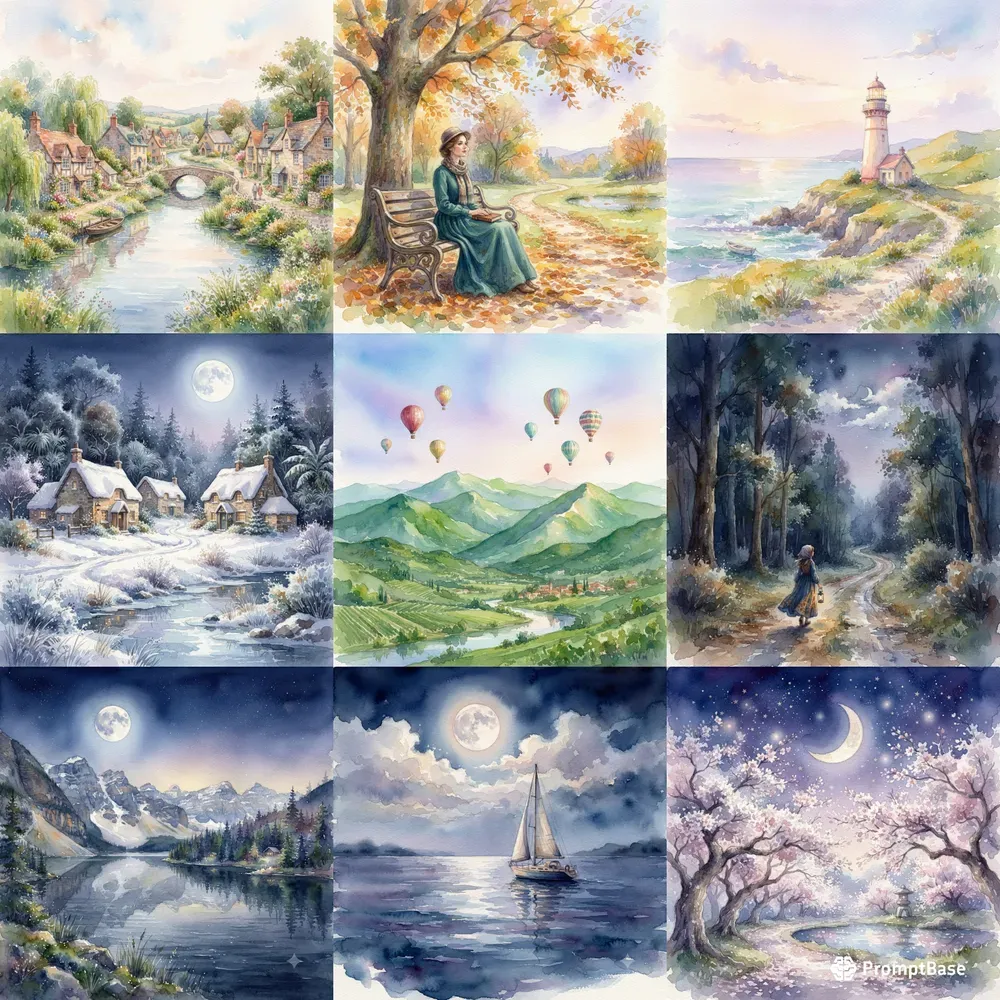 Timeless Watercolor Nature Sceneries