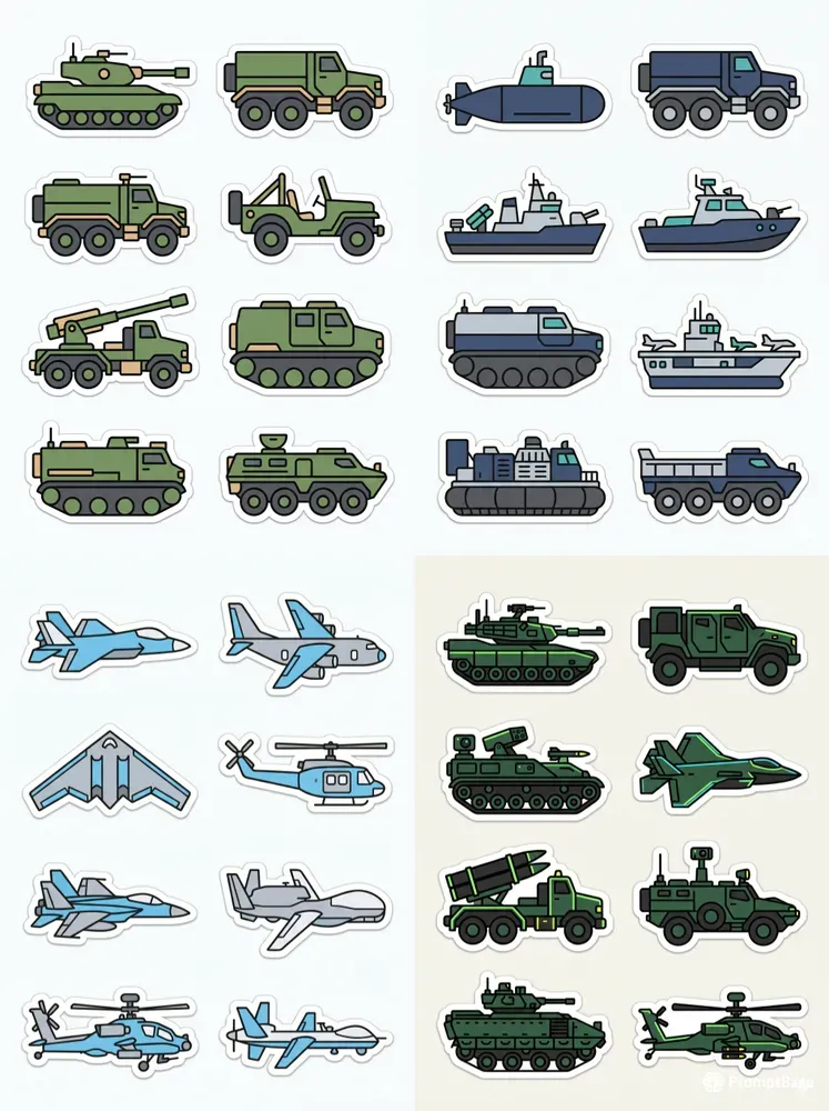 Military Vehicles Sticker Packs