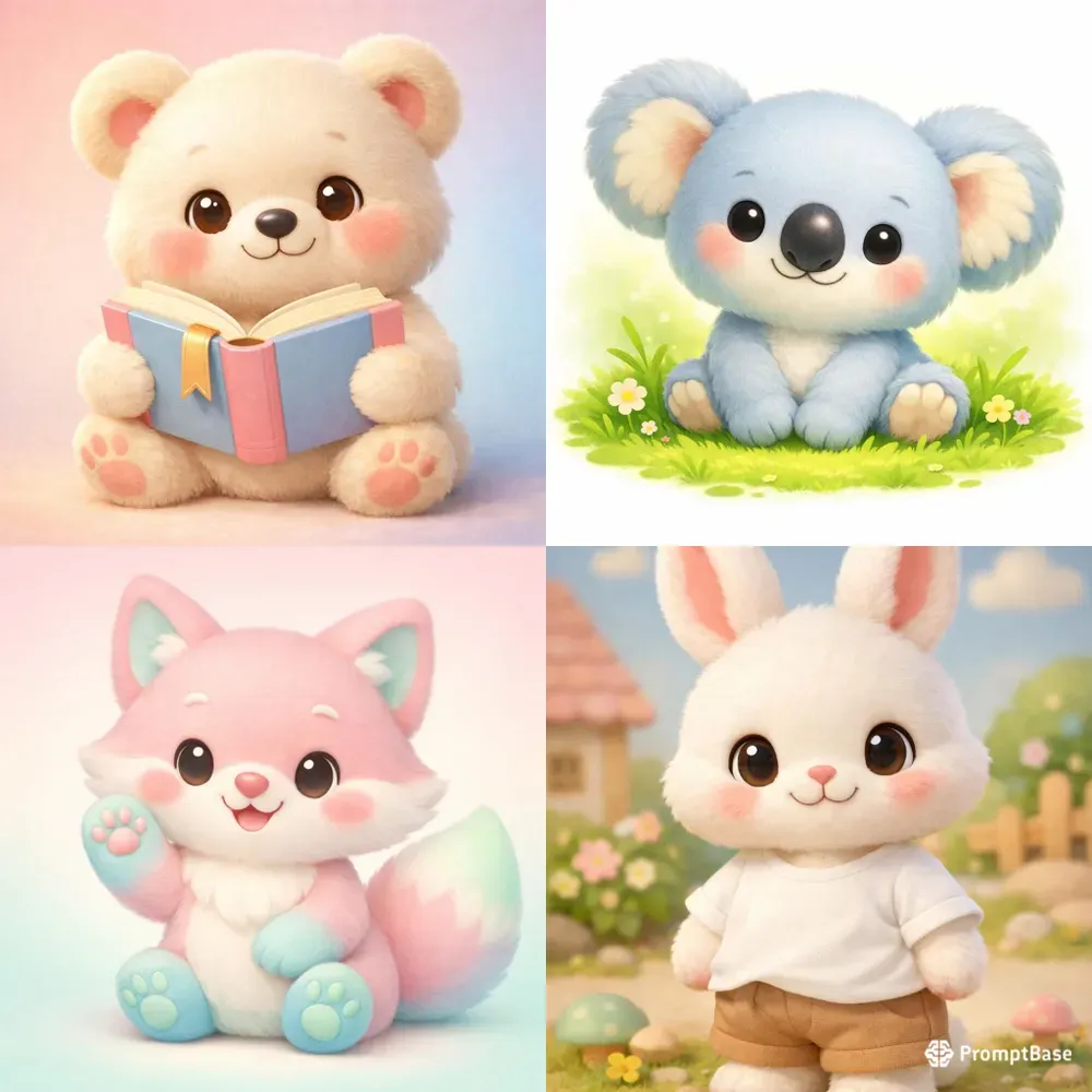 Cute Animal Mascot For Kids Illustrations