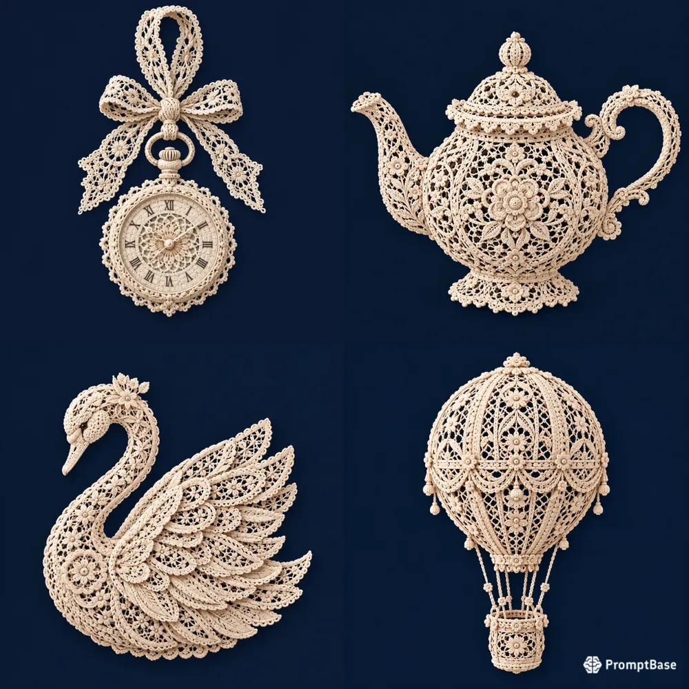 Intricate Handdrawn Cotton Lace Cliparts