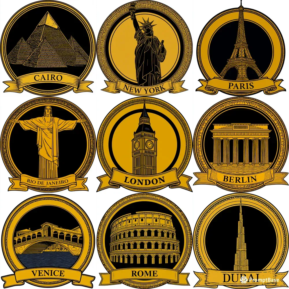 Luxury Gold Landmark Badge Emblems