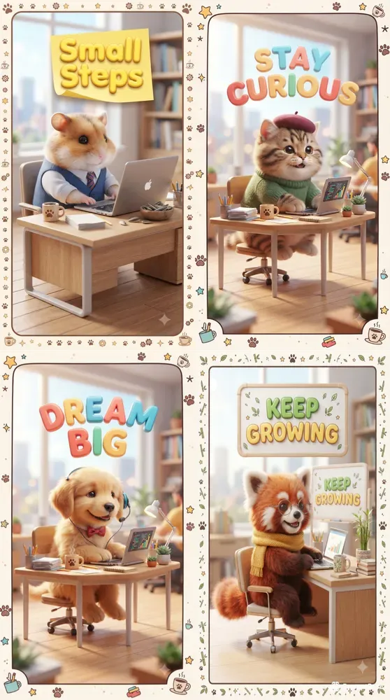 3D Motivational Office Animal Posters