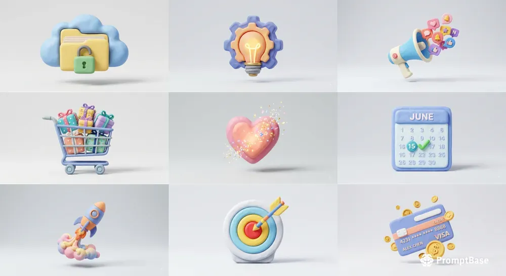Minimalist 3D Claymorphism App Icons