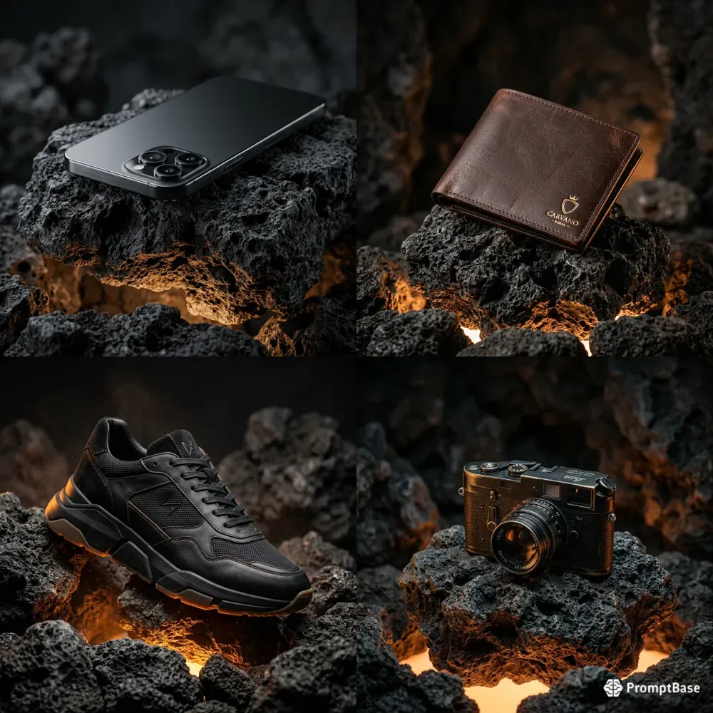 Cinematic Volcanic Rock Product Shots