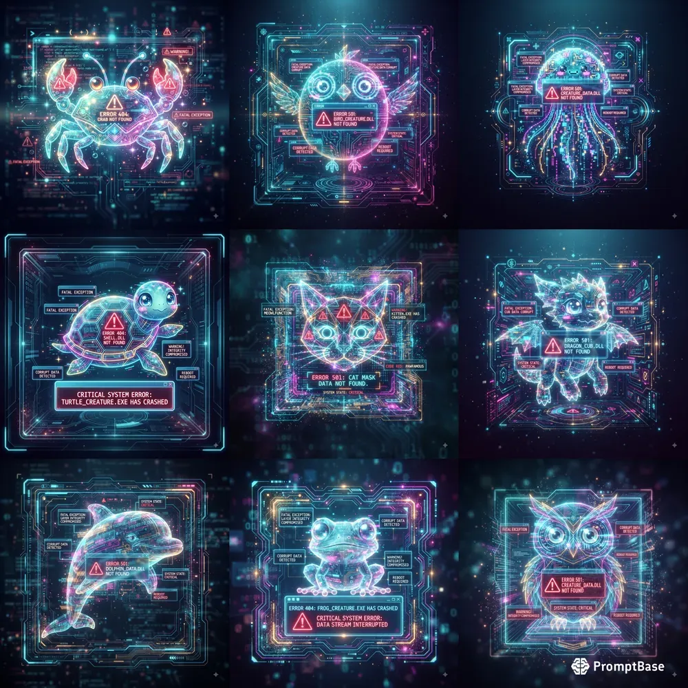 Hologram Error Creature Screens