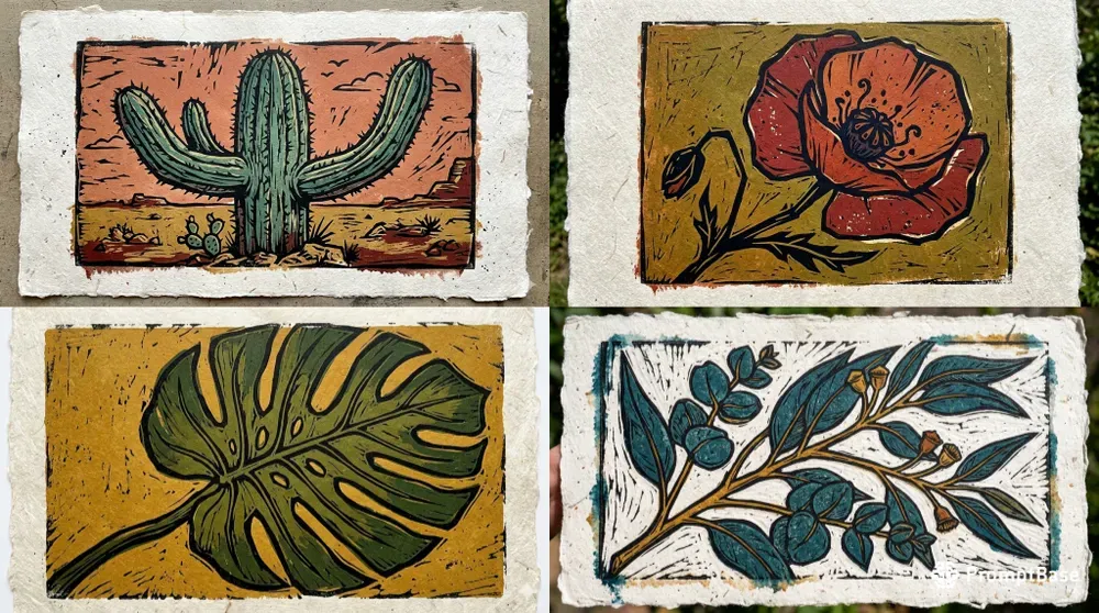 Bold Linocut Botanical Prints