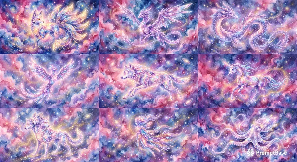 Dreamy Cosmic Crystal Creatures