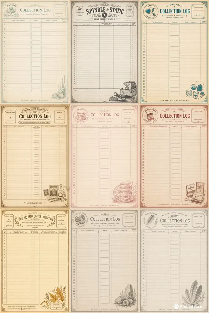 Collection Log Junk Journal Pages