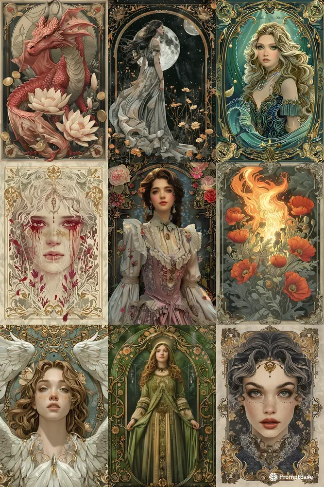 Art Nouveau Muse Illustrations