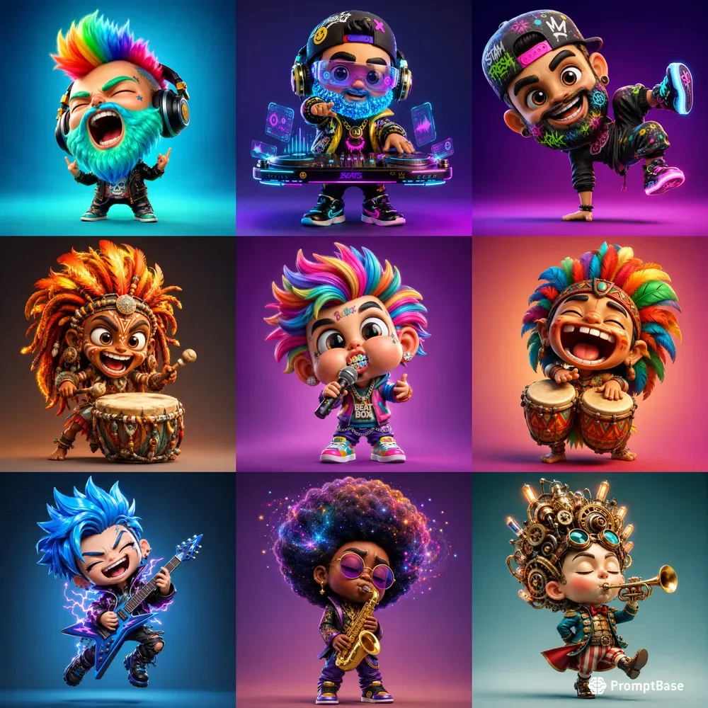 Whimsical 3D Musician Characters