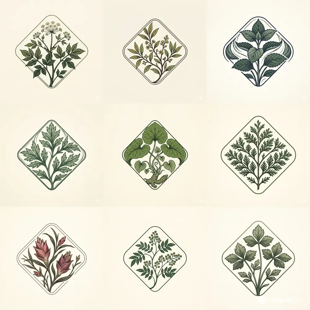 Minimalist Japanese Herb Emblems