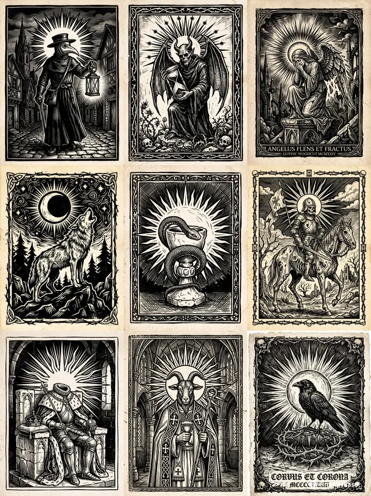 Gothic Woodcut Linocut Art Packs