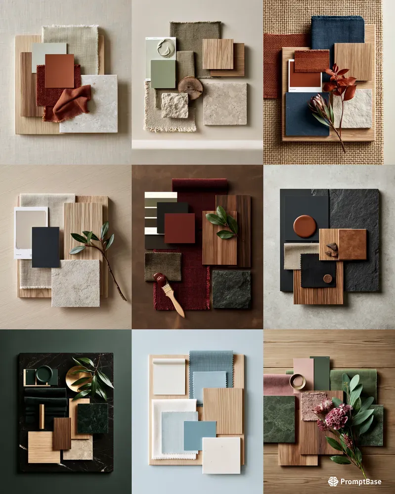 Interior Material Palette Flat Lays