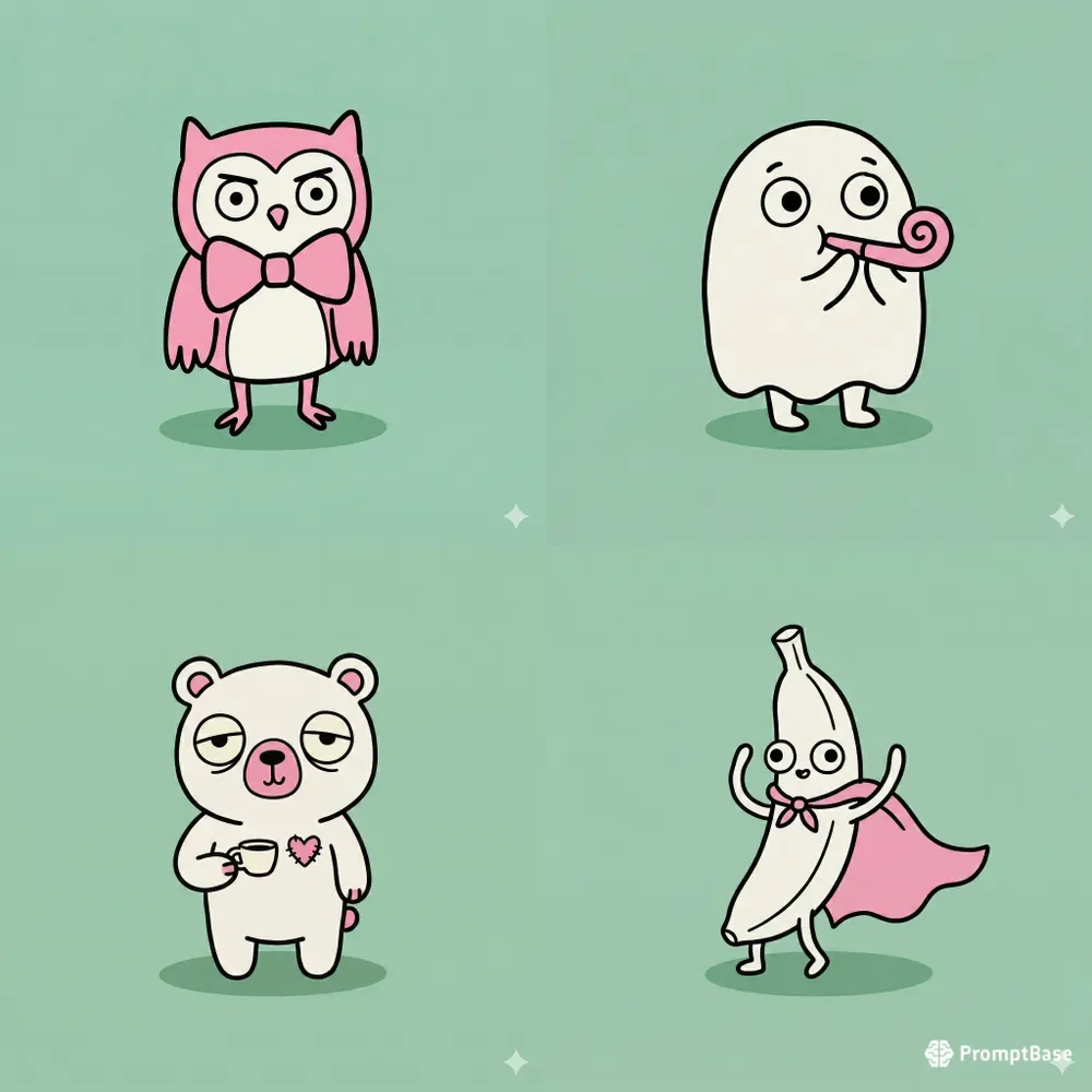 Free Naive Doodle Line Art Characters