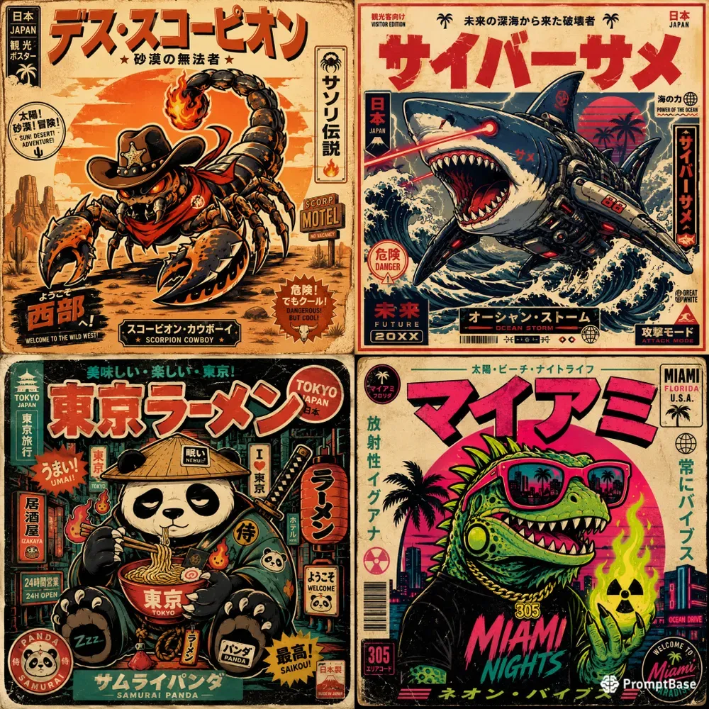 Retro Neotourist Monster Posters