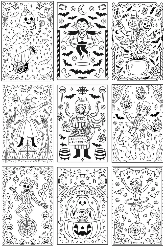 Carnival Halloween Coloring Book Pages