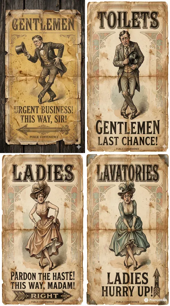 Victorian Toilet Directional Parodies